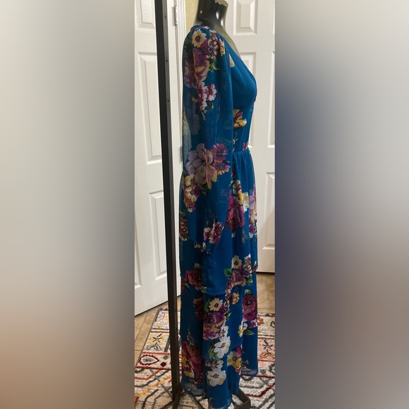 NWT Fourteenth Place Balboa Tiered Floral Print Long Sleeve Chiffon Maxi Dress - Picture 7 of 14